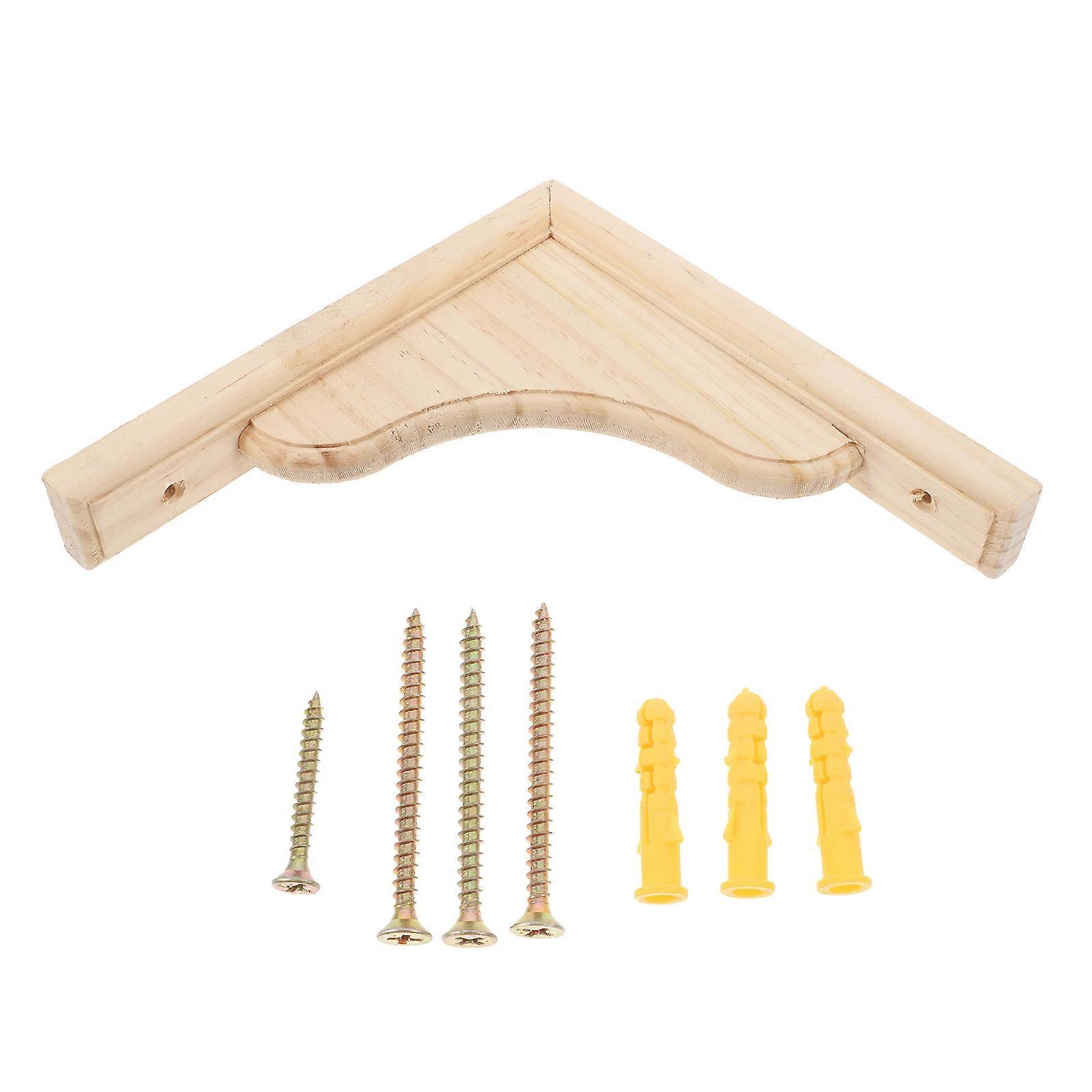 Triangular Shelf Bracket Wooden Wall Support for Holding One Shelf with Light Yellow Wood
