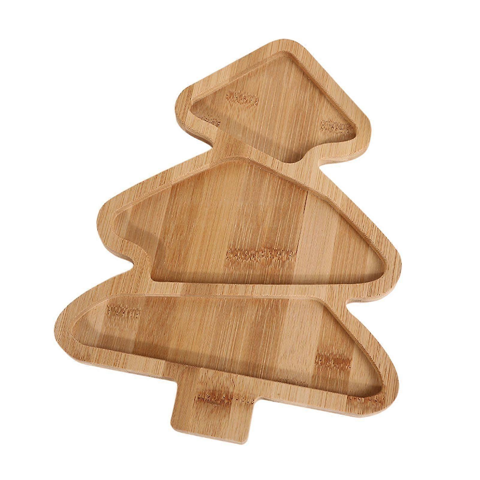 Christmas Tree Shape Serving Tray Bamboo Decorative Platter