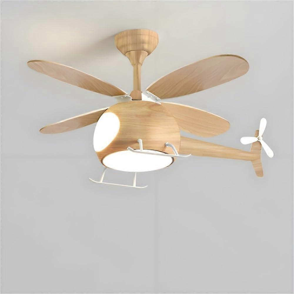 Helicopter Design Ceiling Fan with Light, Remote Control, Silent Motor, 3 Speed, 3 Color Modes