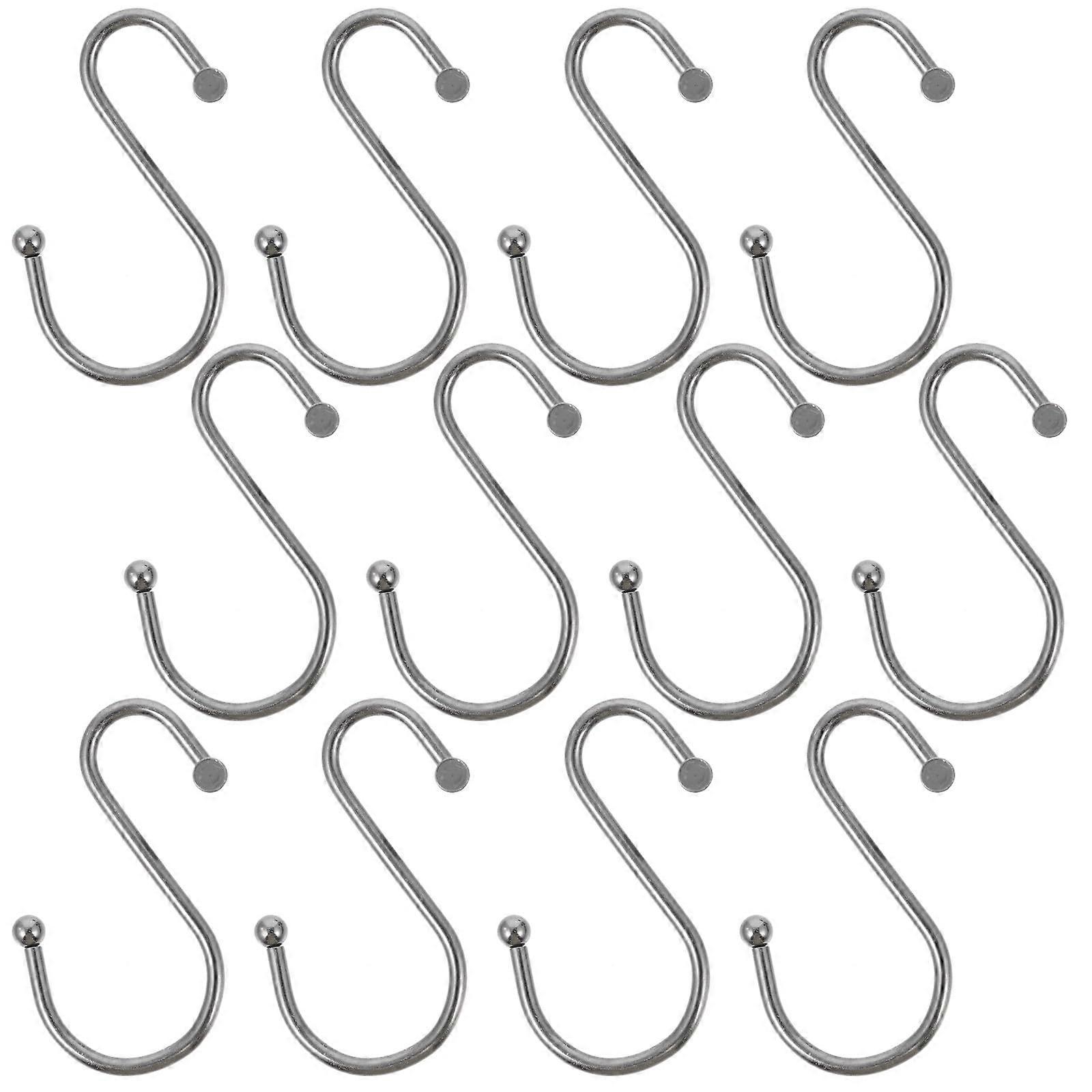 12pcs Rustproof SShaped Shower Curtain Hooks Durable Metal for Bathroom Rods Easy Installation