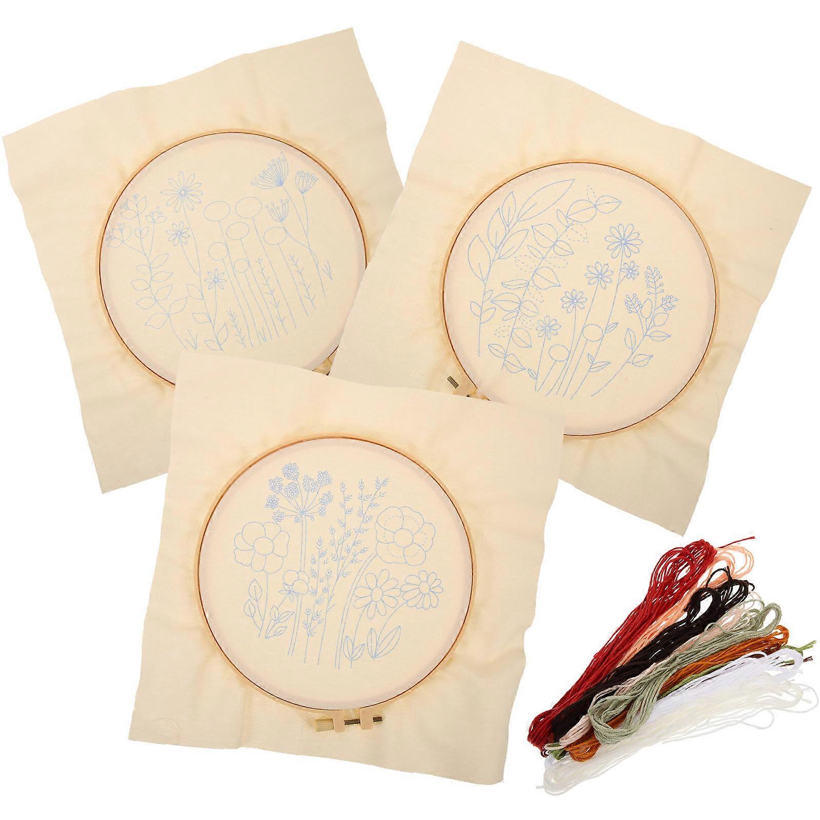 DIY Embroidery Accessories Daisy Pattern Material Set for Beginners 6Sets
