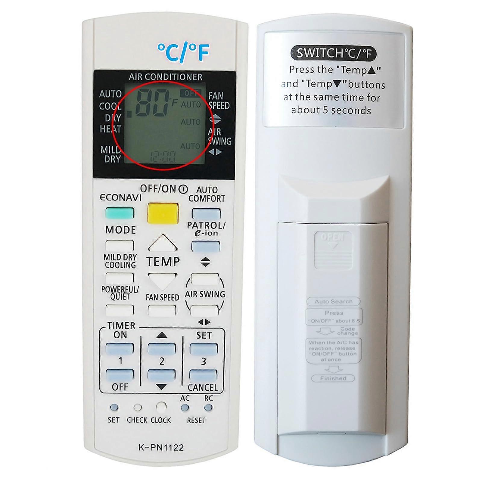 Air Conditioner Remote Replacement A75C3726 with Dual Temperature Display and Easy Control for Panasonic