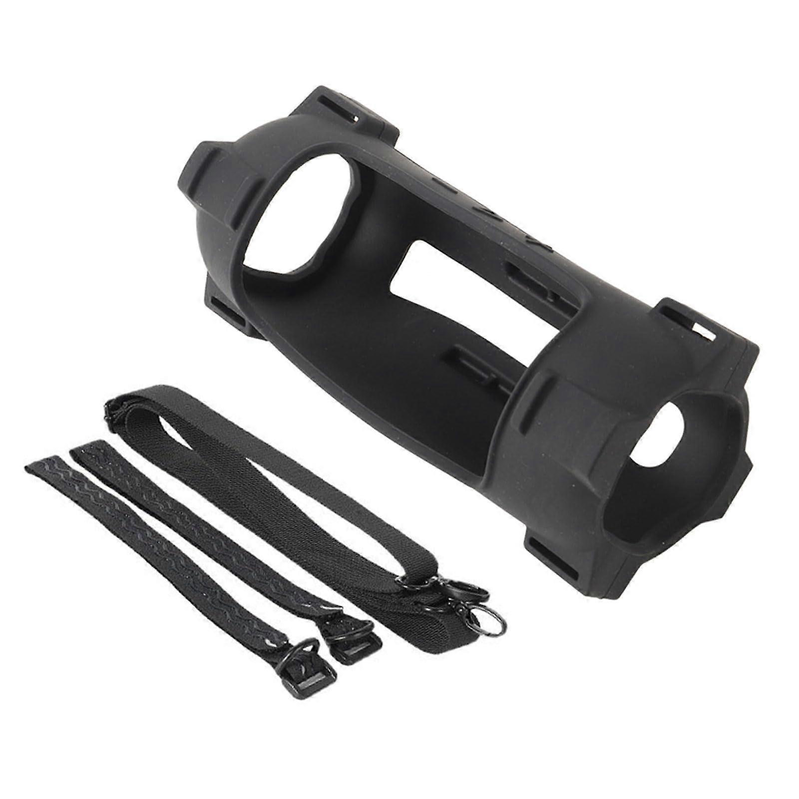 Silicone Protective Case For Portable Speakers Shockproof Shell Travel Case With Shoulder Strap Black