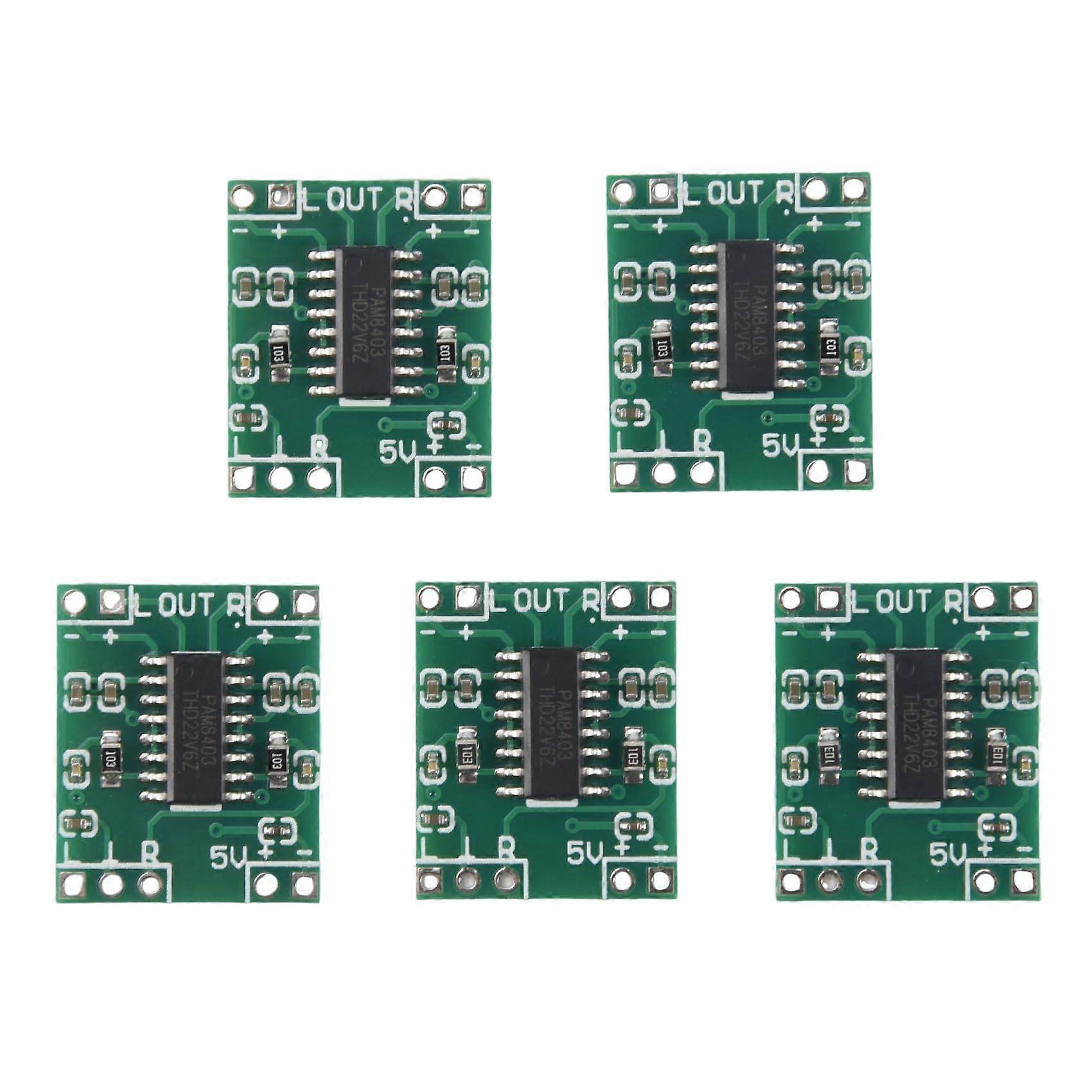 Digital Power Amplifier Board Pack Of 5 2X3W Type D PAM8403 Audio Module 5V DC Stereo