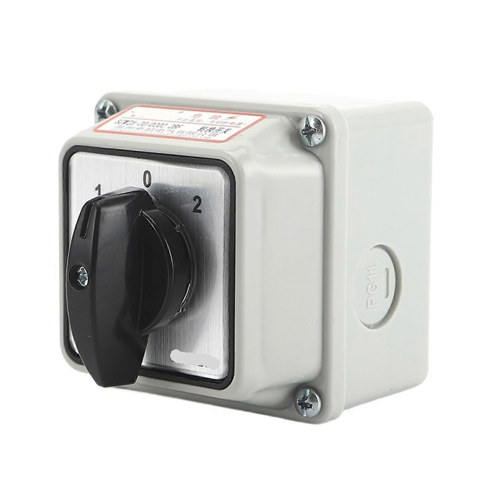 20A 3 Position 2 Pole Rotary Cam Selector Switch with Waterproof Dustproof Sealed Box