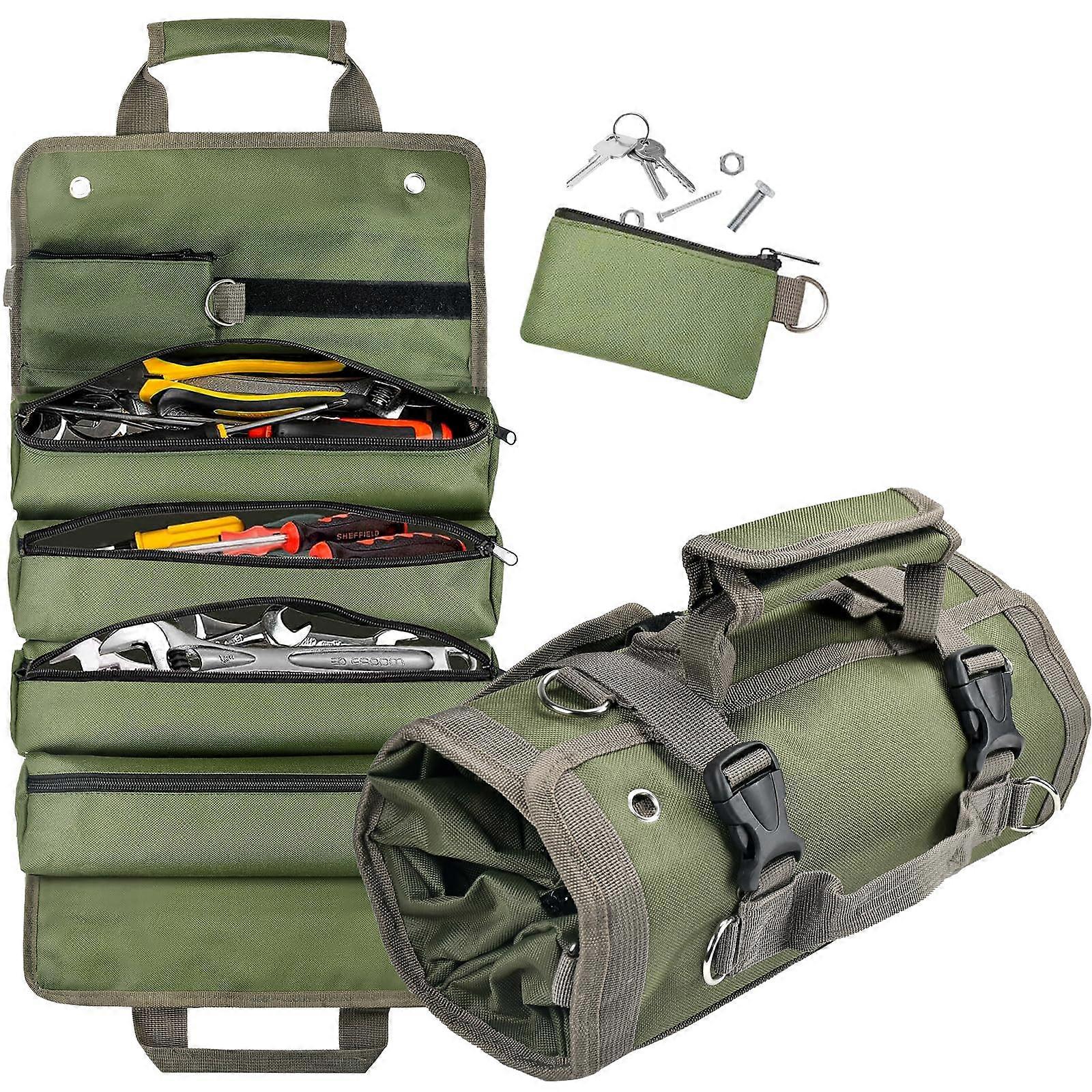 Heavy Duty Tool Roll Organizer with Large Capacity Waterproof Canvas for Motorcycle and Mechanic