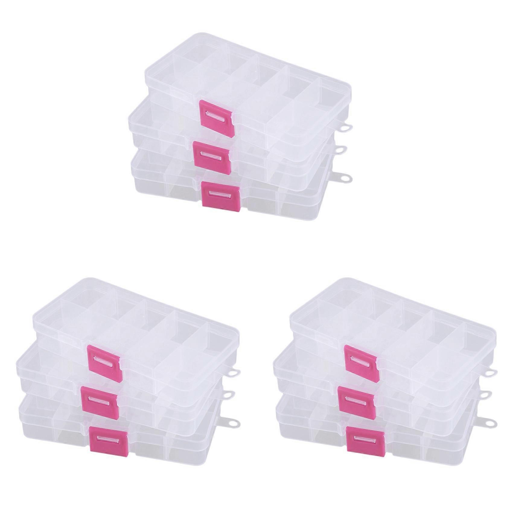 9pcs 10 Grid Electronic Component Parts Kits Plastic Storage Box Case