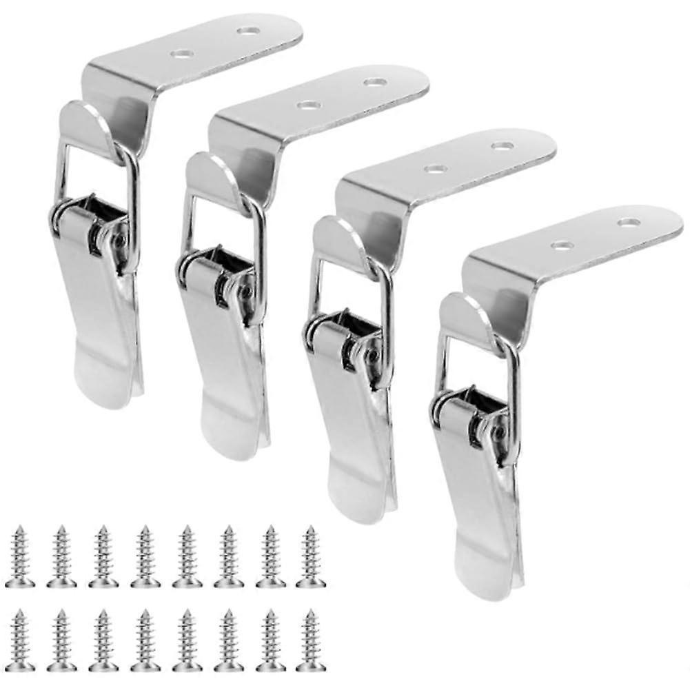4Pcs 304 Stainless Steel Sliding Door Lock 90° Hook Bolt Spring Toggle Clamp for Drawer Toolbox