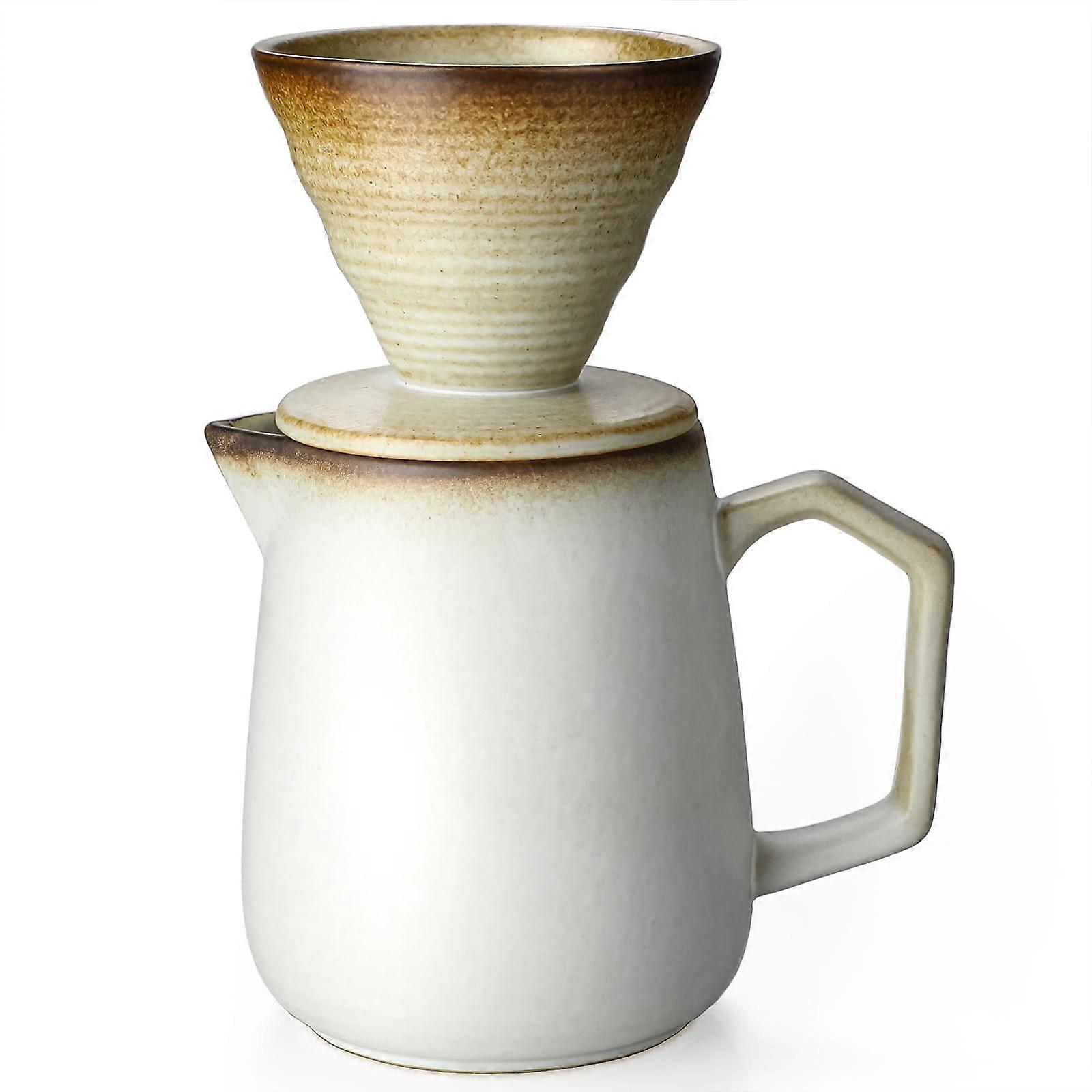 Pour Over Coffee Maker 20oz Ceramic Dripper White for Precise Brewing and Balanced Flavor