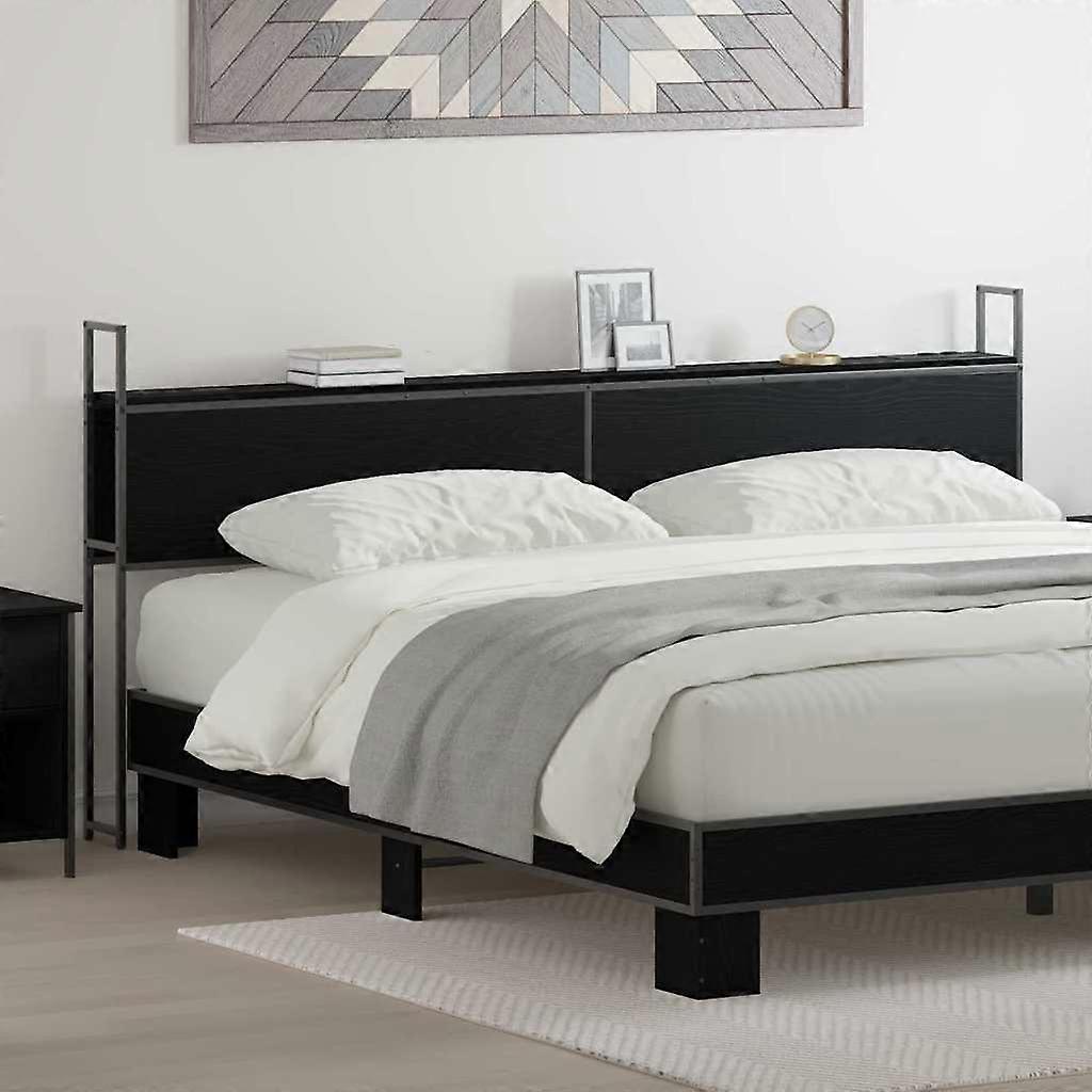 Kopfteil mit Stauraum mit Ladestation Schwarz Eichen-Optik