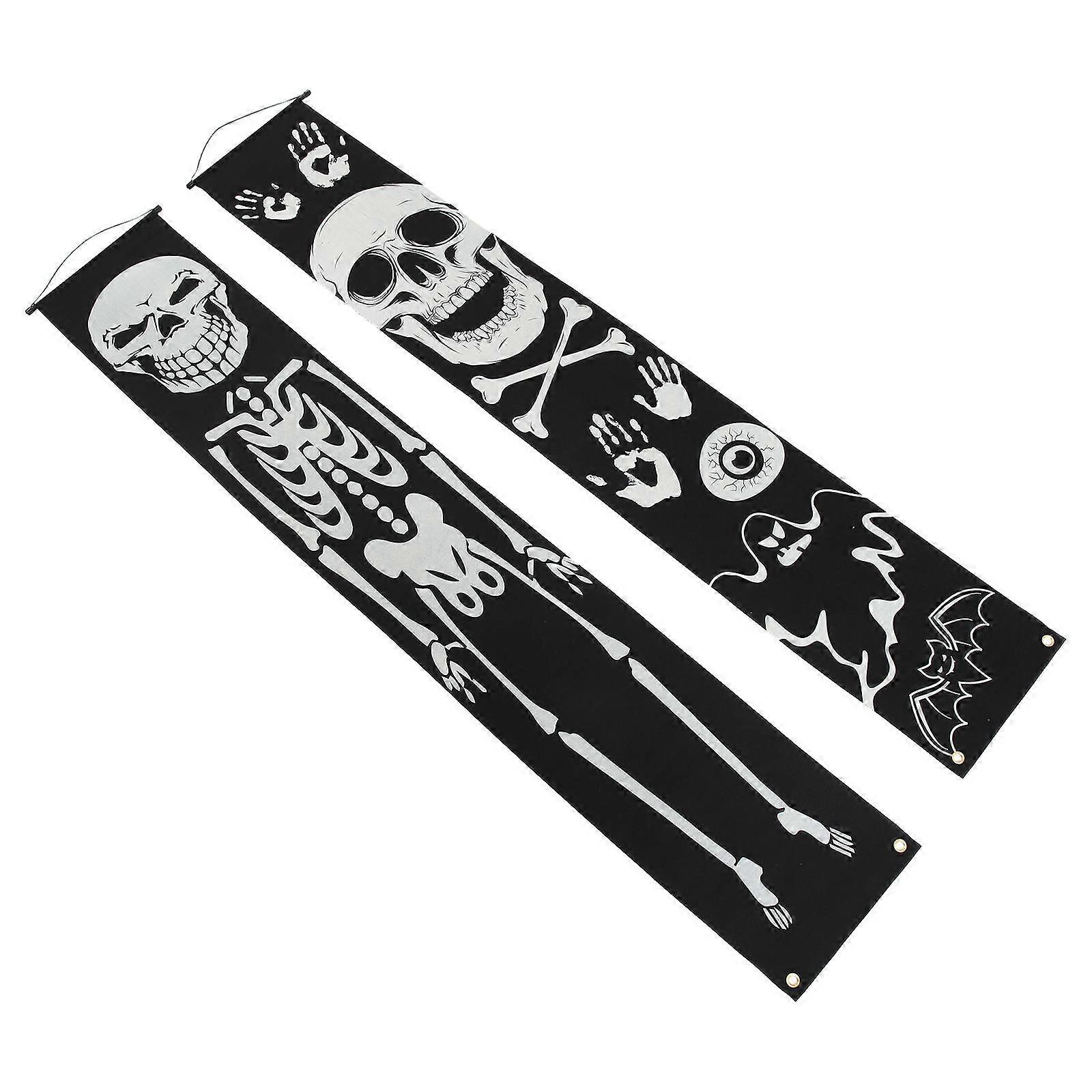 Front Door Banner for Halloween 2Pairs Reusable Polyester Material