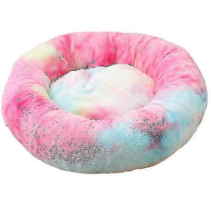 Super Soft Dark Pink Round Dog Bed 80cm