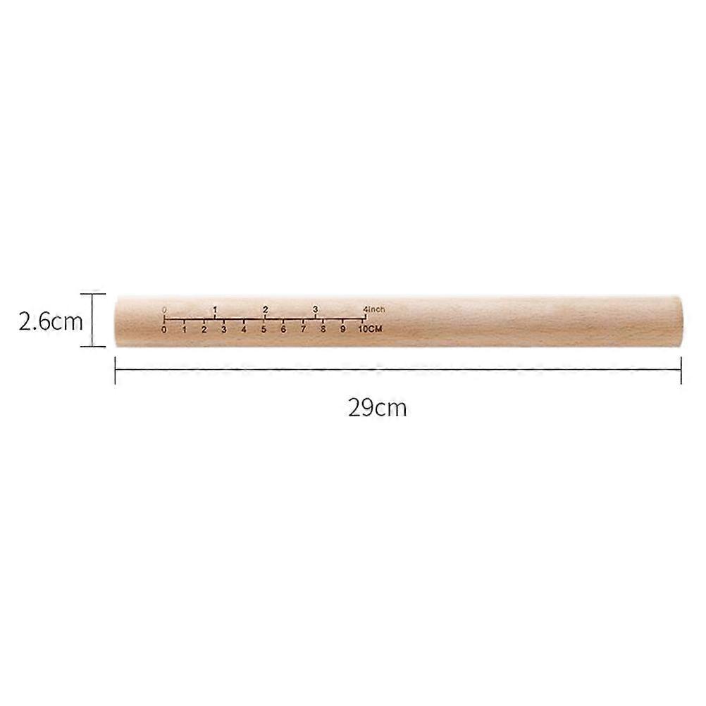 Beige Beech Rolling Pin for Dumpling Wrapping with Scale Kitchen Tool