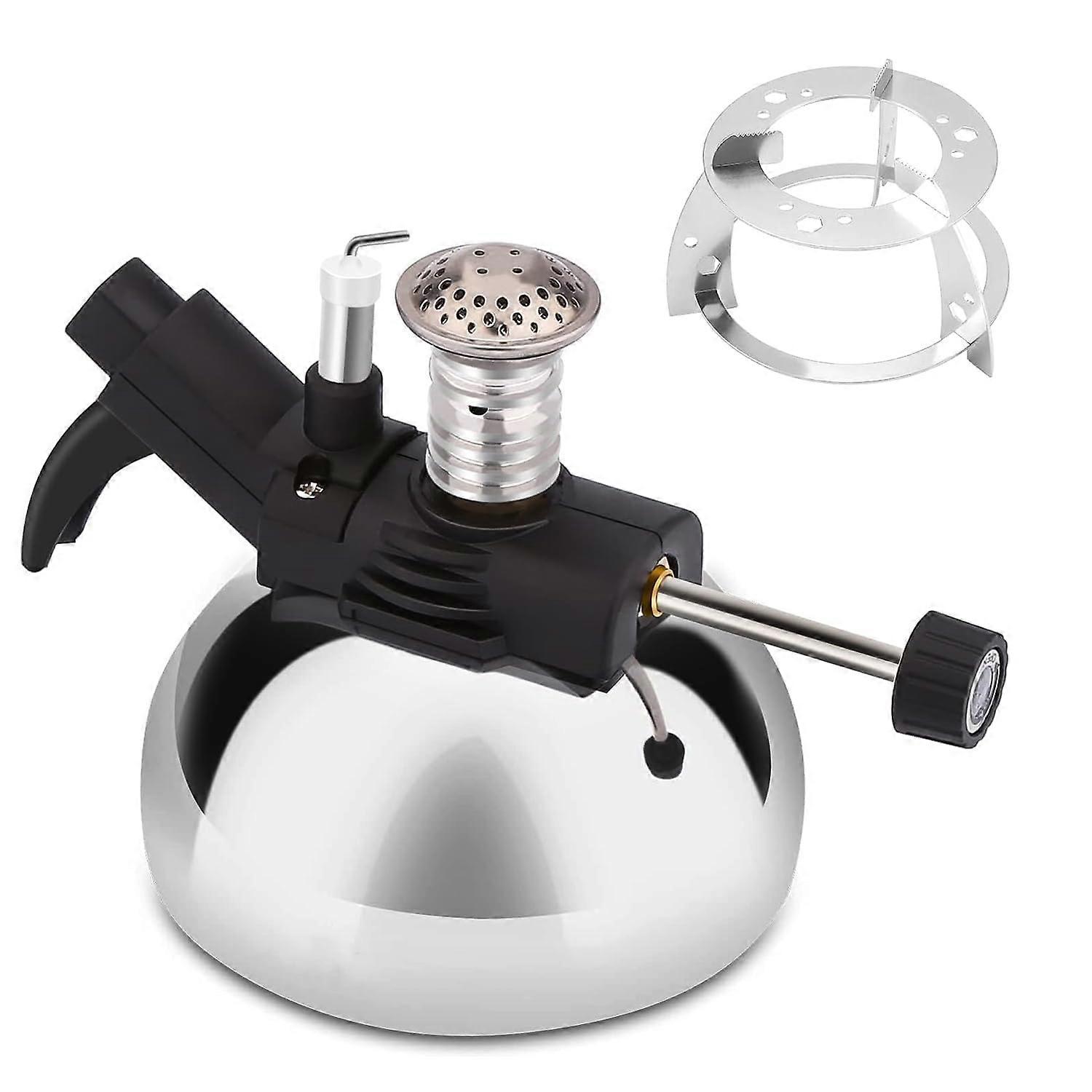 Butane Burner with Adjustable Flame Control, Refillable Stove for Siphon Coffee, Camping and Lab