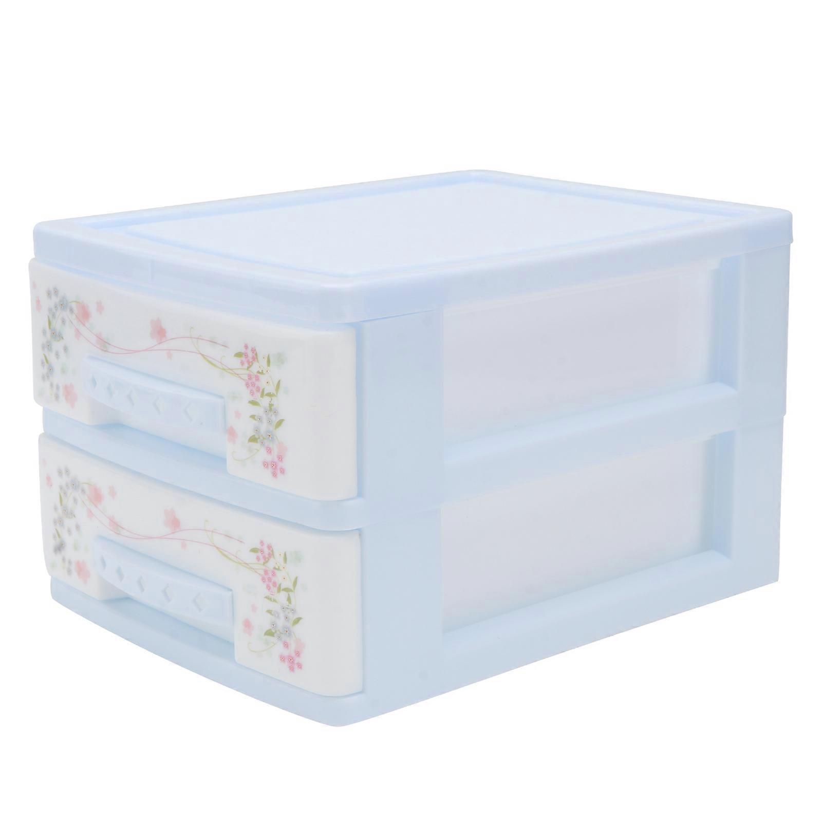 Plastic Storage Box Makeup Storage Box for Cosmetics Organizing 3Pcs Blue