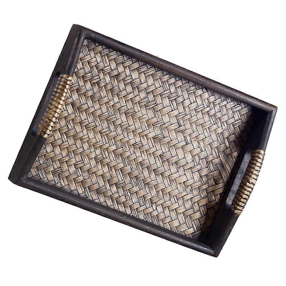 Wooden Rattan Tray for Coffee Serving with Delicate Workmanship 1Pcs