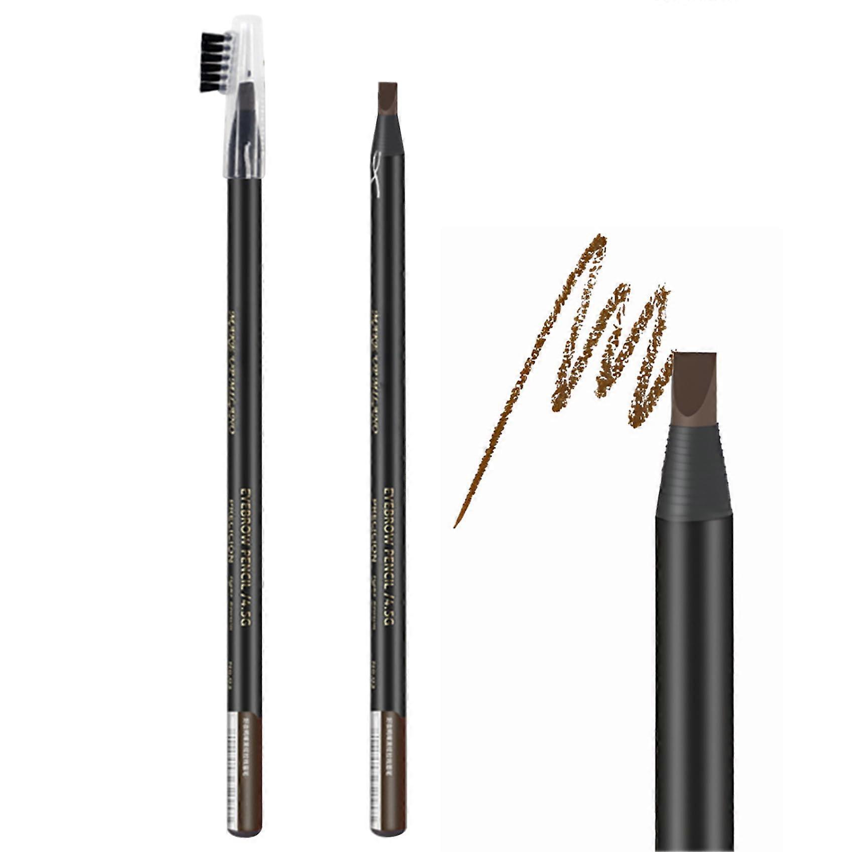 Waterproof Microblading Eyebrow Pencil 2 Pack Brown with Precision Tip and Builtin Sharpener