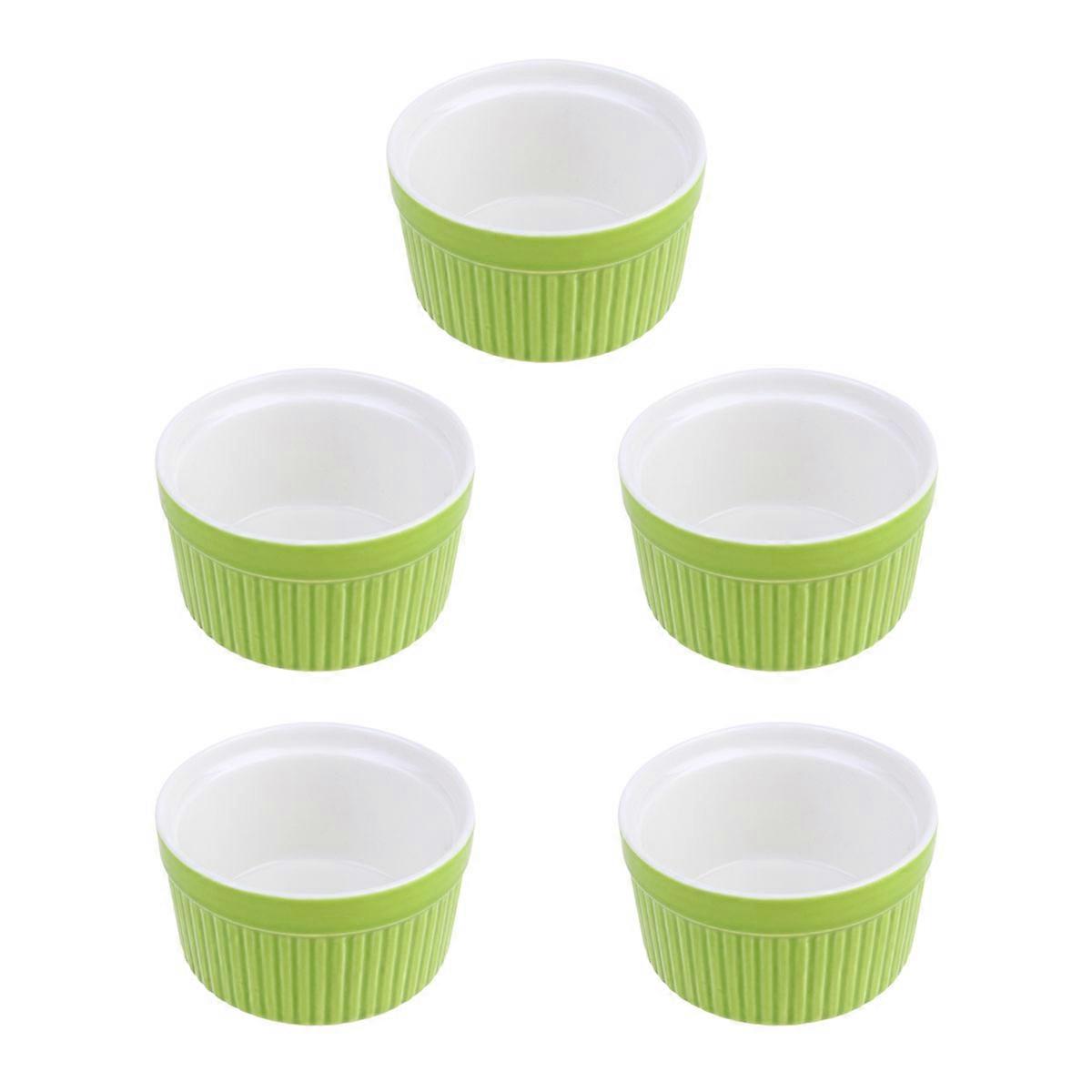Ceramic Rice Bowl for Kitchen Use Sturdy and Environmental Green Ceramic Soup Bowl 5 Pieces Small Bowls