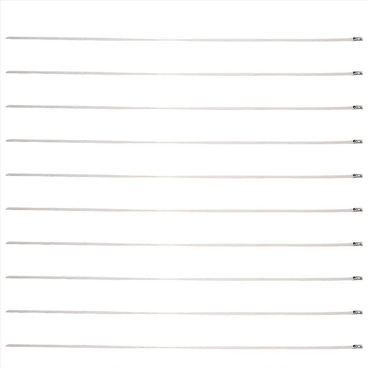 10Pcs 17.7" Stainless Steel Locking Cable Ties Silver