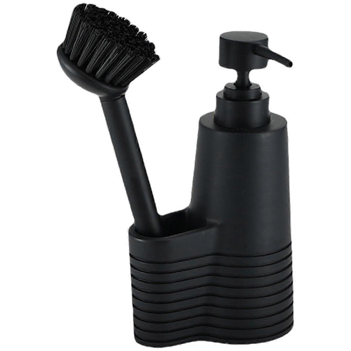 Soap Dispensing Brush with Holder, Easy Press Leakproof Refillable Design for Kitchen and Bathroom