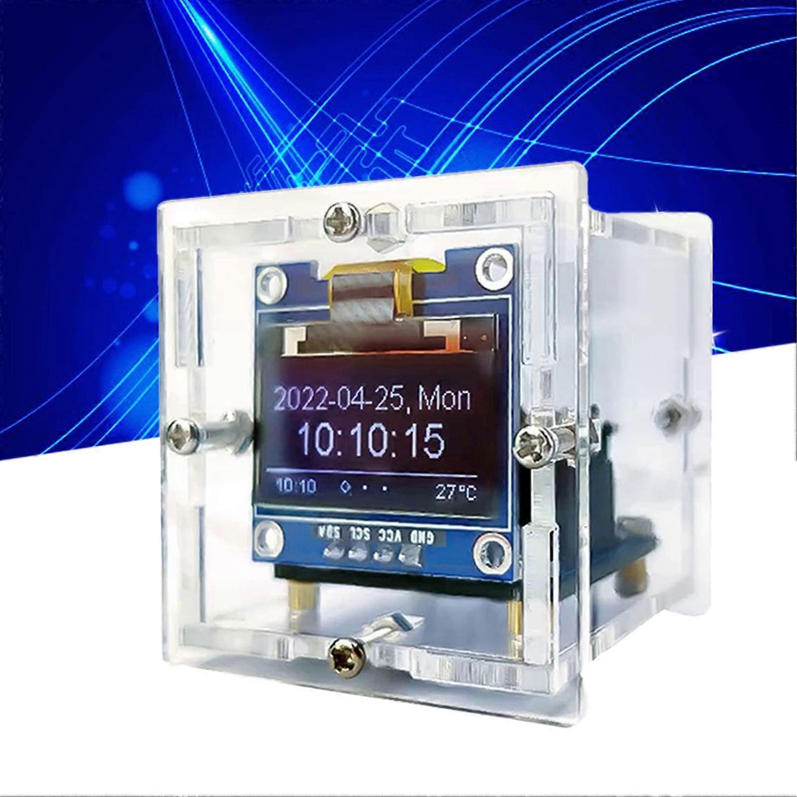 DIY Digital Clock Kit with WiFi Auto Time Sync and HD OLED Display in Acrylic Case