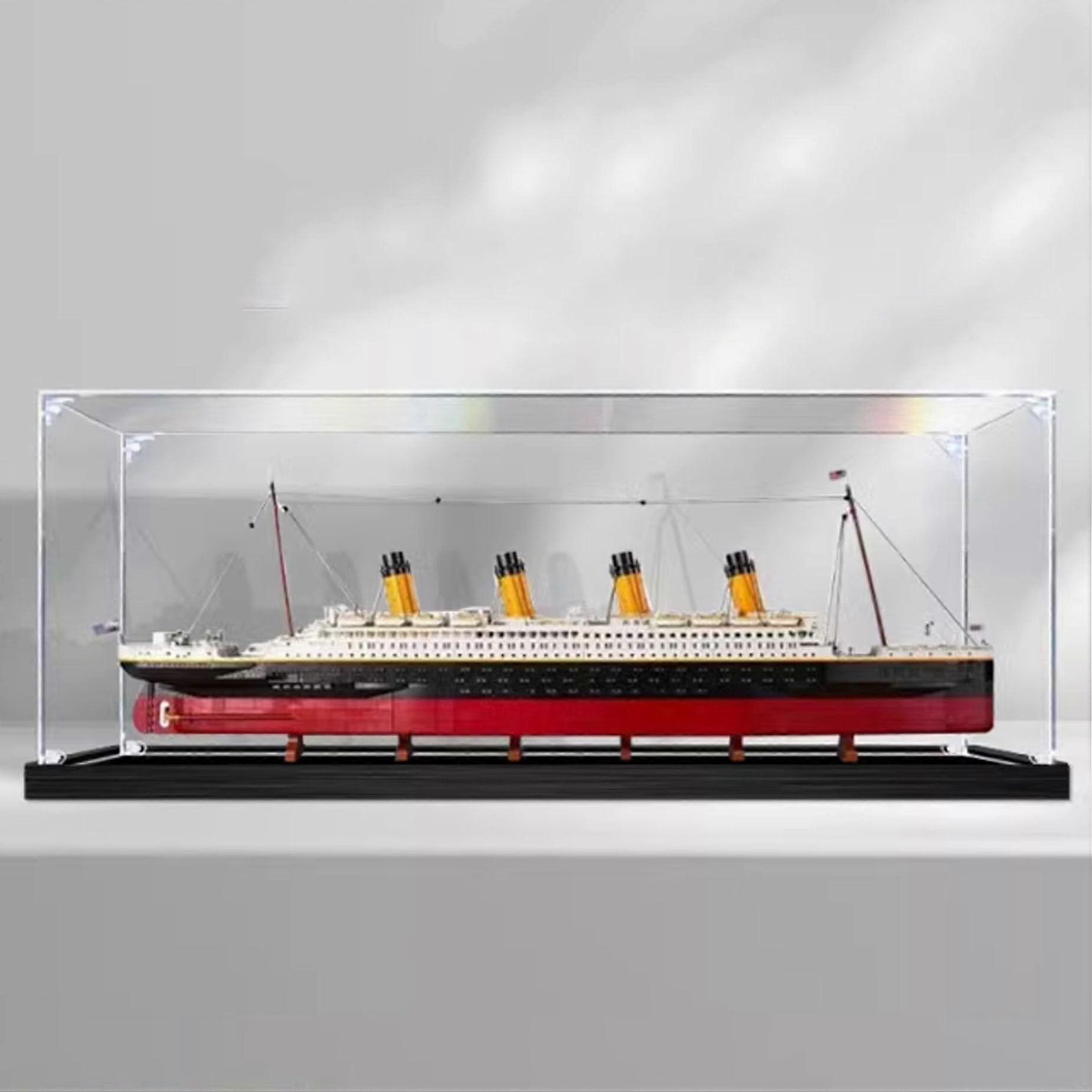 Titanic Display Case 3mm Clear Acrylic Dustproof UV Resistant Showcase for  10294  Model