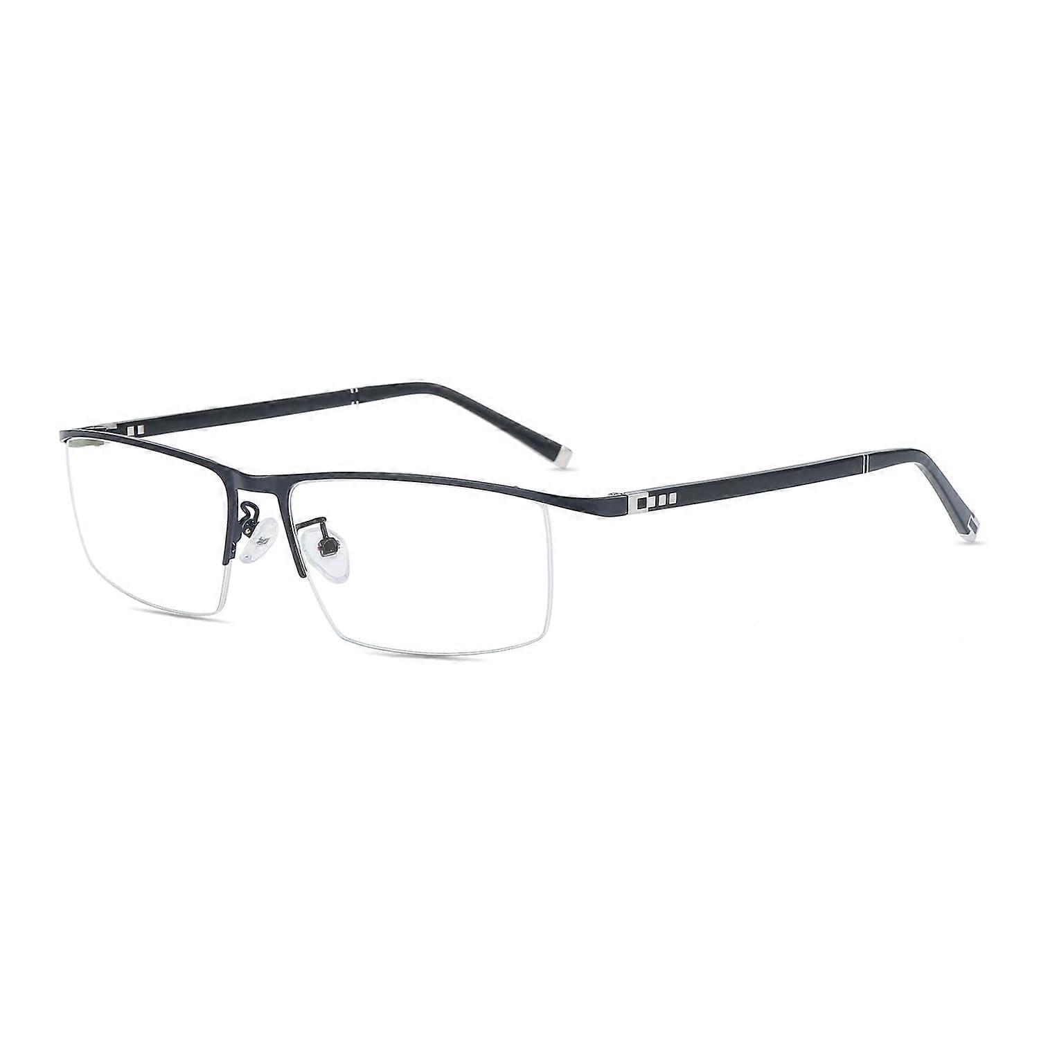Men's Oversize Half Rim Reading Glasses +0.50 Blue Light Blocking AntiReflection Black