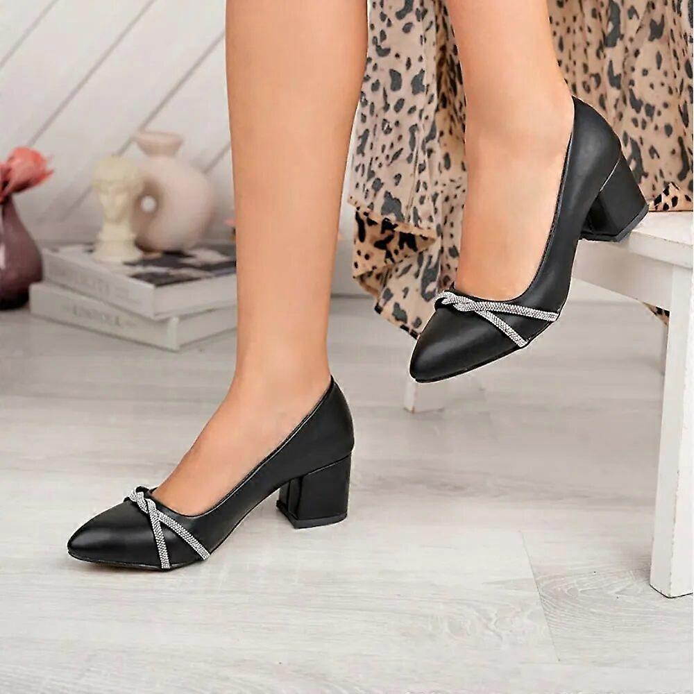 Black Low Heel Wedding Shoes for Bride MA-042