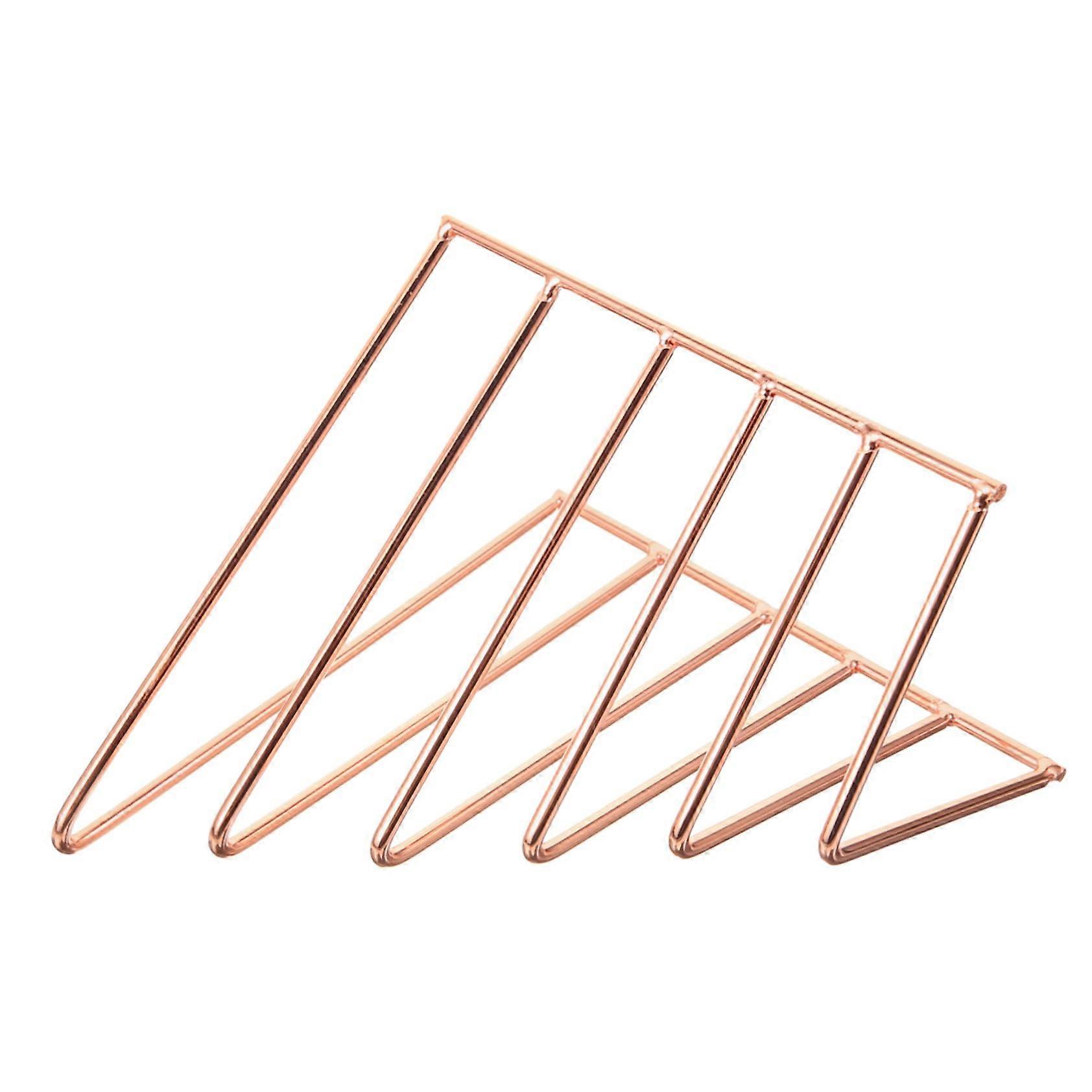 Metal Book Stand DoubleLayer Retractable Triangular Bookshelf Organizer, Modern Gold Wire Design for Home Office