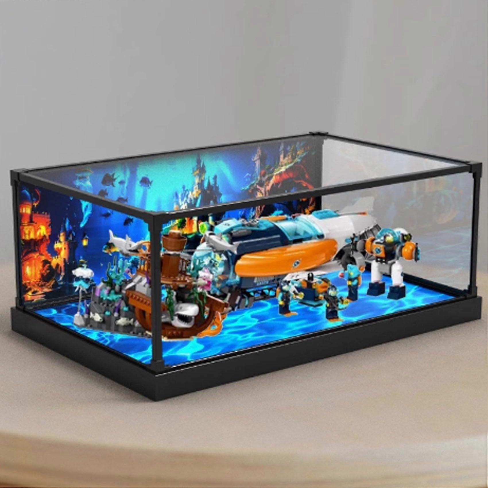 Display Case Acrylic Box for  60379 Adventure Submarine Model, Clear Dustproof Showcase