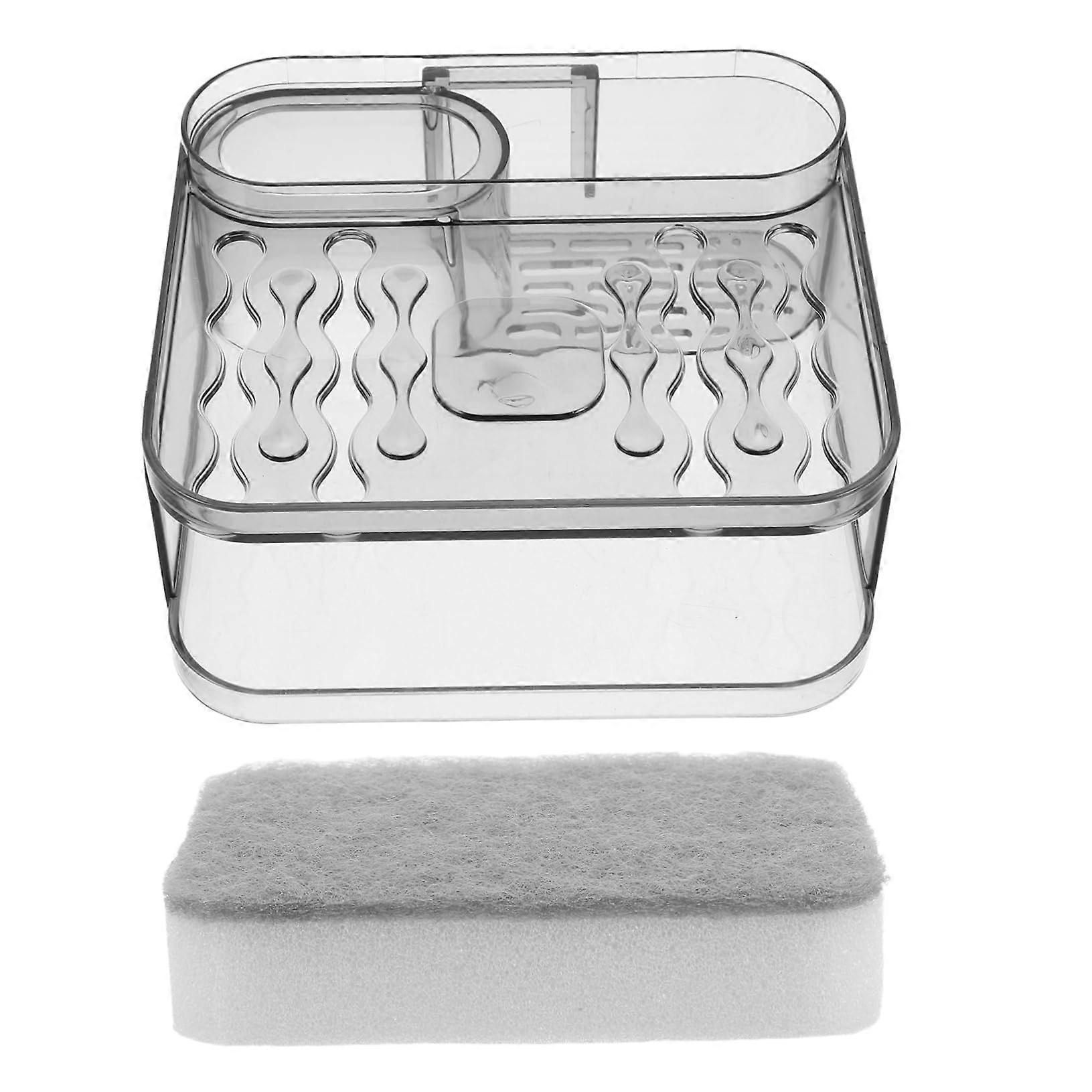 Wall Mounted Soap Dish and Kitchen Sink Organizer, Dual Layer Grey Rack Keeps Surfaces Dry