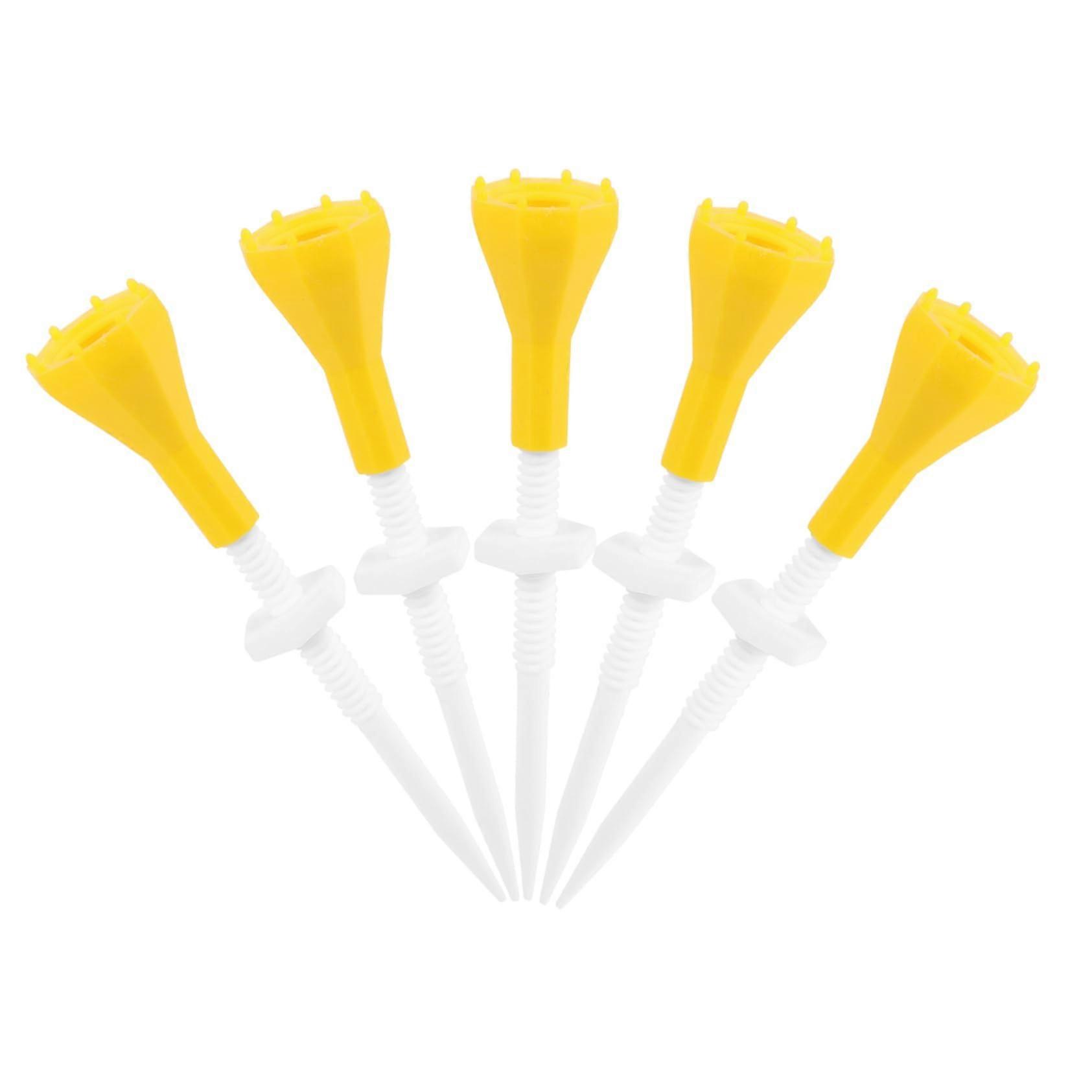 5pcs Adjustable Plastic Golf Tees Yellow Reusable Golf Training Aid for Indoor Outdoor Practice