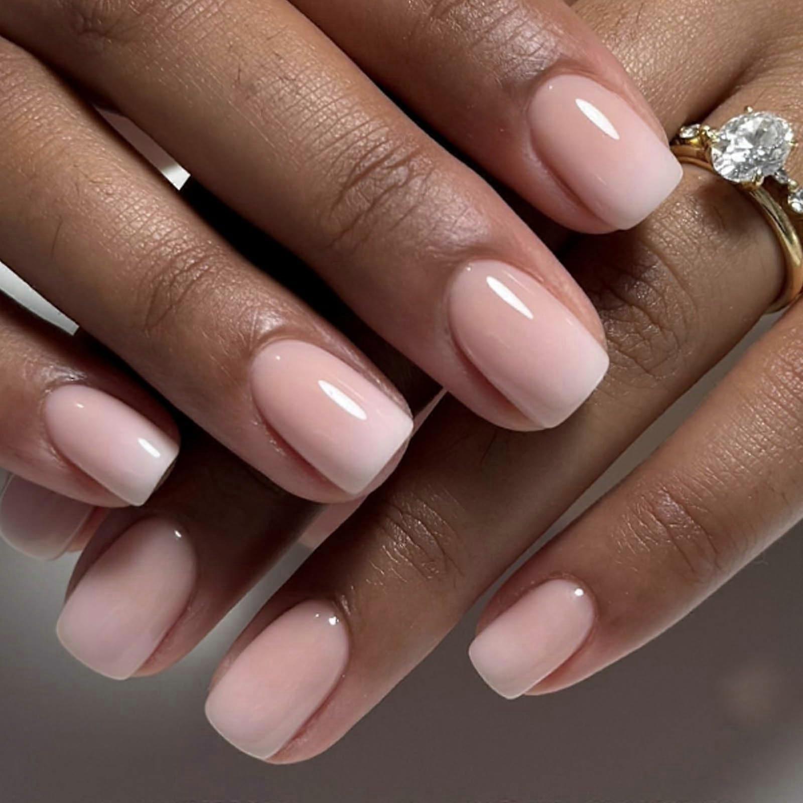 Medium Square Press on Nails Gradient Fake Nails Set Full Cover Tips for Women 24PCS