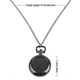 Pocket Watch Necklace for Friends Vintage Design Black Pendant