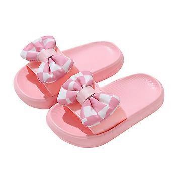 Mädchen-Sandalen mit Schleife, Sommer-Flip-Flops, gepolsterte dicke Sohle, große Schleife, Plateau, Wolkenform, rosa, Größe 10-11 Jahre