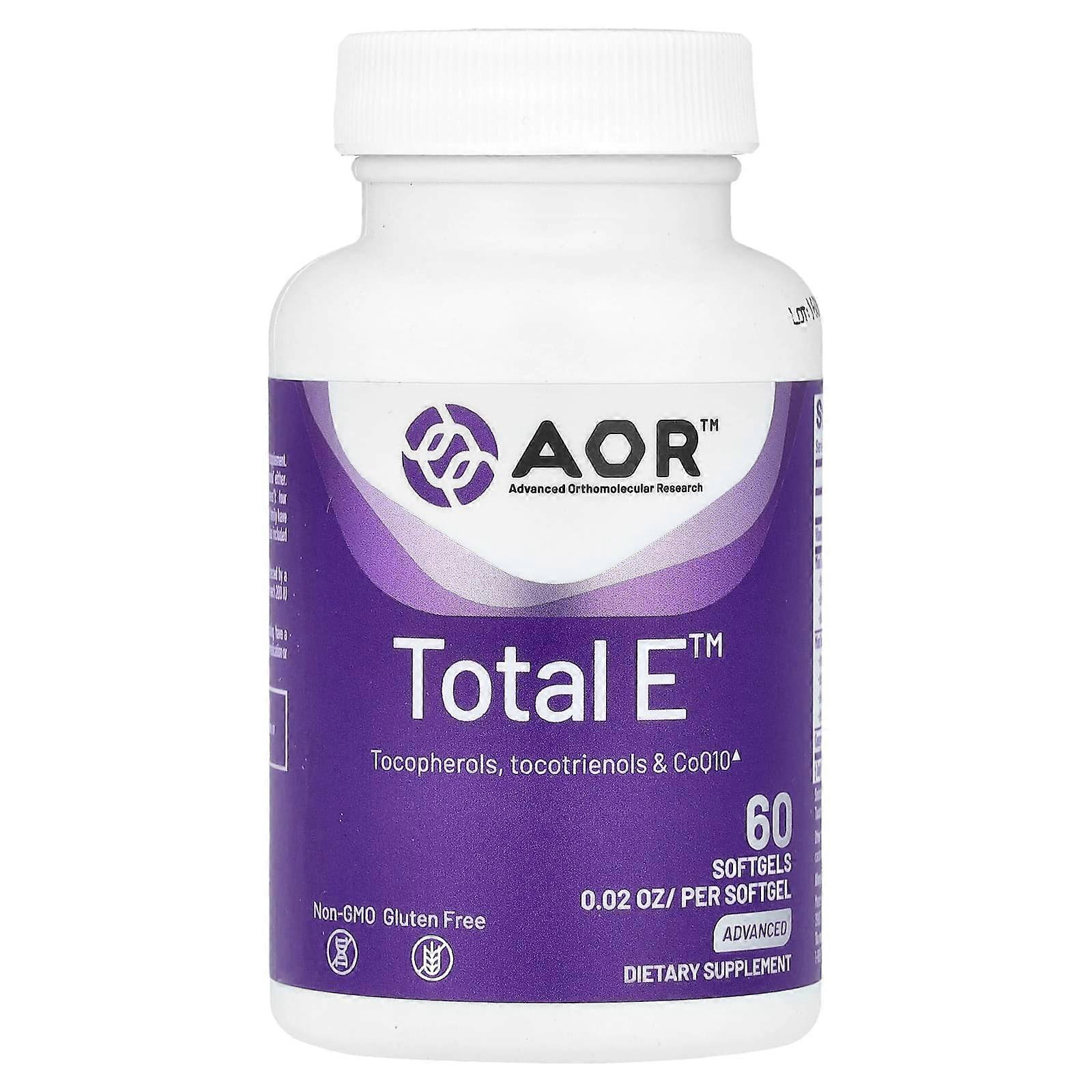 Advanced Orthomolecular Research AOR, Total E, 60 Softgels