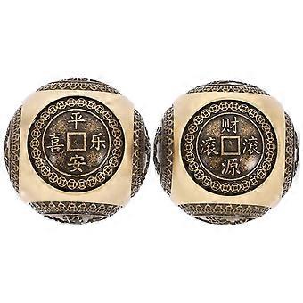 2 Pcs Solid Brass Hand Exercise Ballscompatible with Massage Fitness Meditation Therapy With Engravings Durable Material