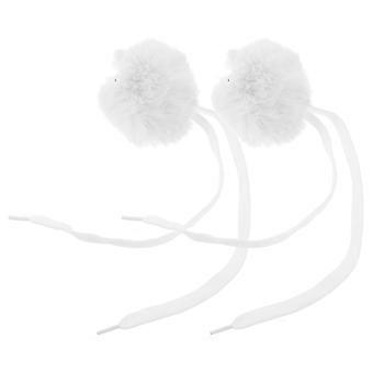 White Roller Skate Pompom Ball with Bell for Skate Accessories 8Pcs