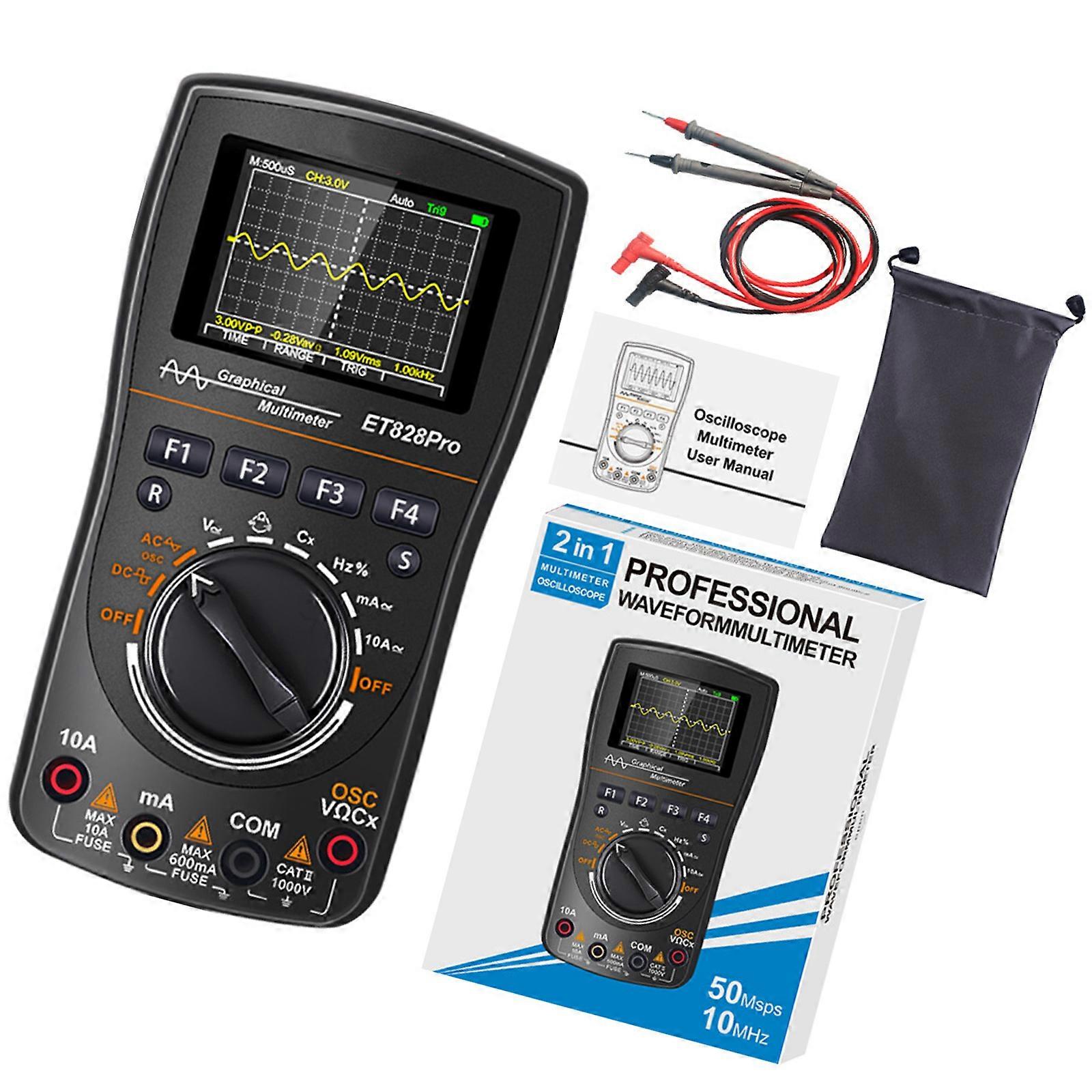 Compacted 6000 Counts Digital Multimeter with 10MHz Oscilloscope Function 100 Groups Data Storage Suitable for Field Work Multicolor