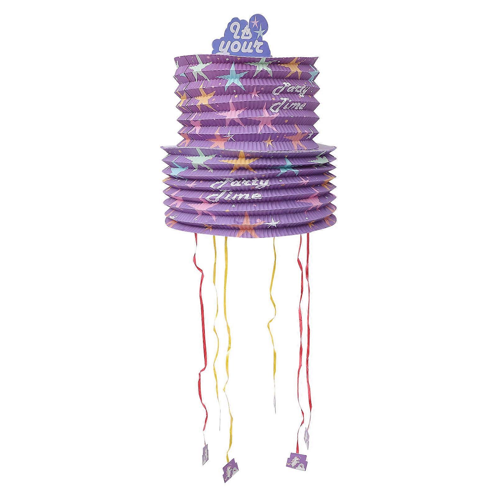 Purple Pull String Pinata Paper Lantern Pinata for Kids