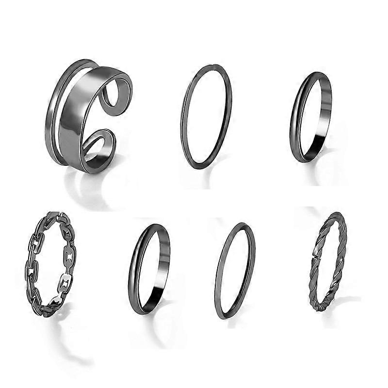 Minimalist Statement Creative Layered Knuckle 7 Piece Ring Set
