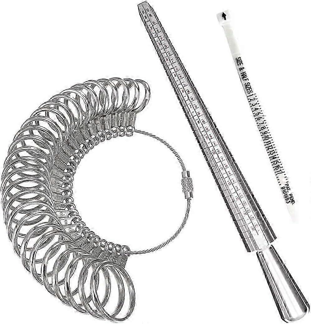 3pcs Ring Sizer Measuring Tool Set, Ring Gauges with Finger Sizer Mandrel