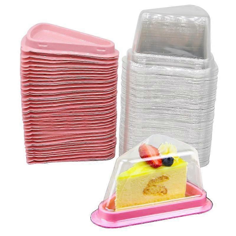 100pcs Cake Slice Container Cheesecake Cake Slice Container Holder Transparent Plastic Cakes Box