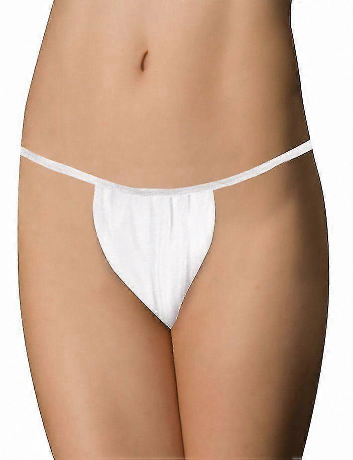 String bikini jetable professionnel blanc, idéal pour salons et spas.