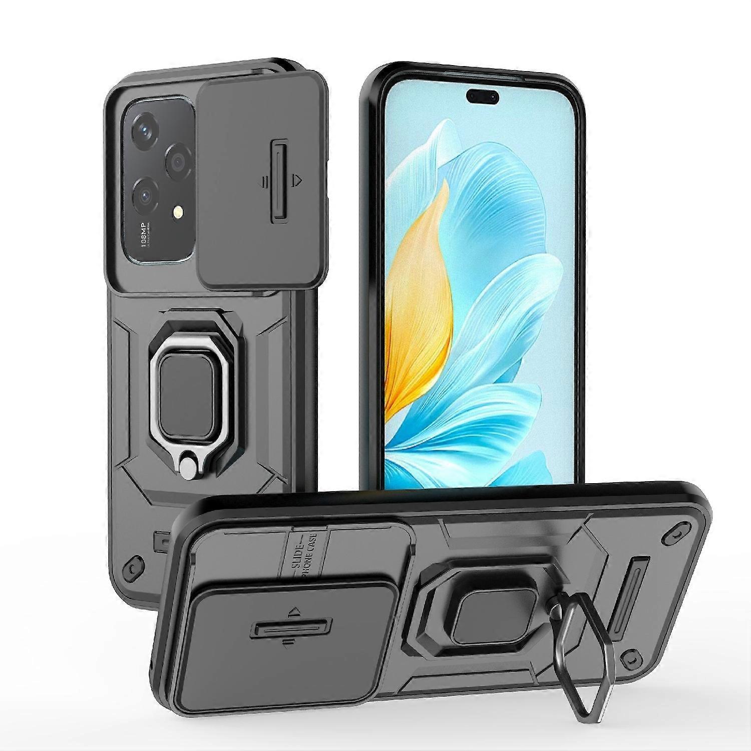 For Honor 200 Lite Sliding Camera Protection TPU / PC Protective Case Ring Holder