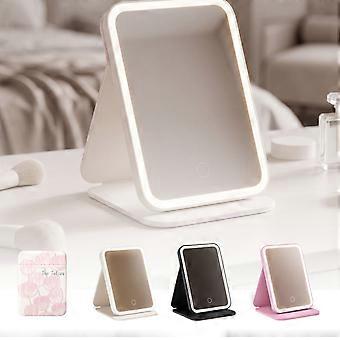 Smart Lighted Cosmetic Mirror, 60 LEDs Adjustable Brightness for Flawless Application, Compact Foldable Design for On-the-Go Use