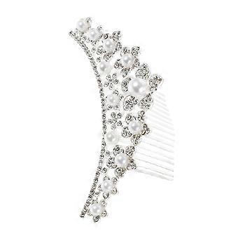 Elegante zilveren haarkam met kroonmotief als decoratief accessoire voor bruiloften.