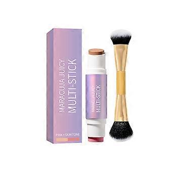 2pcs Blush Contour Stick (Pink + Skin Tone), natural makeup look, lightweight, smooth color payoff