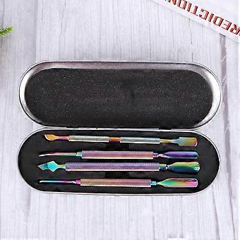 Nail Art Tools 4Pcs Cuticle Pusher Dead Skin Remover Manicure Set Colorful