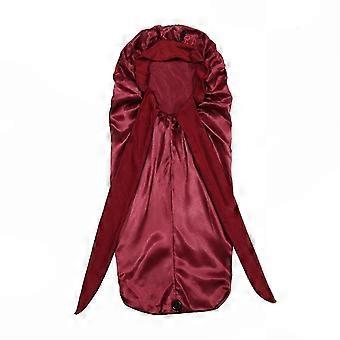 Overnight Braid Hair Protection Long Tail Sleep Cap for Women Wine Red